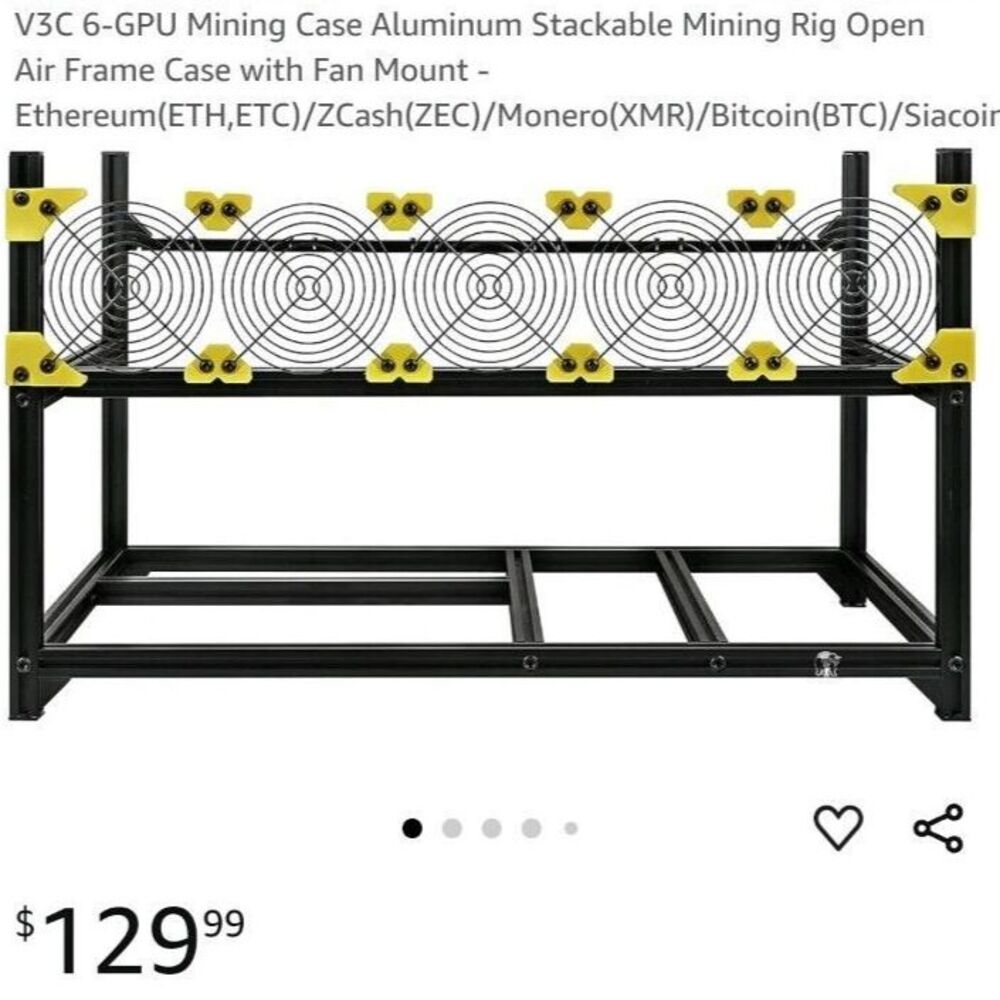 VC3 6-GPU MINING CASE ALUMINUM STACKABLE RIG . NEW IN BOX .